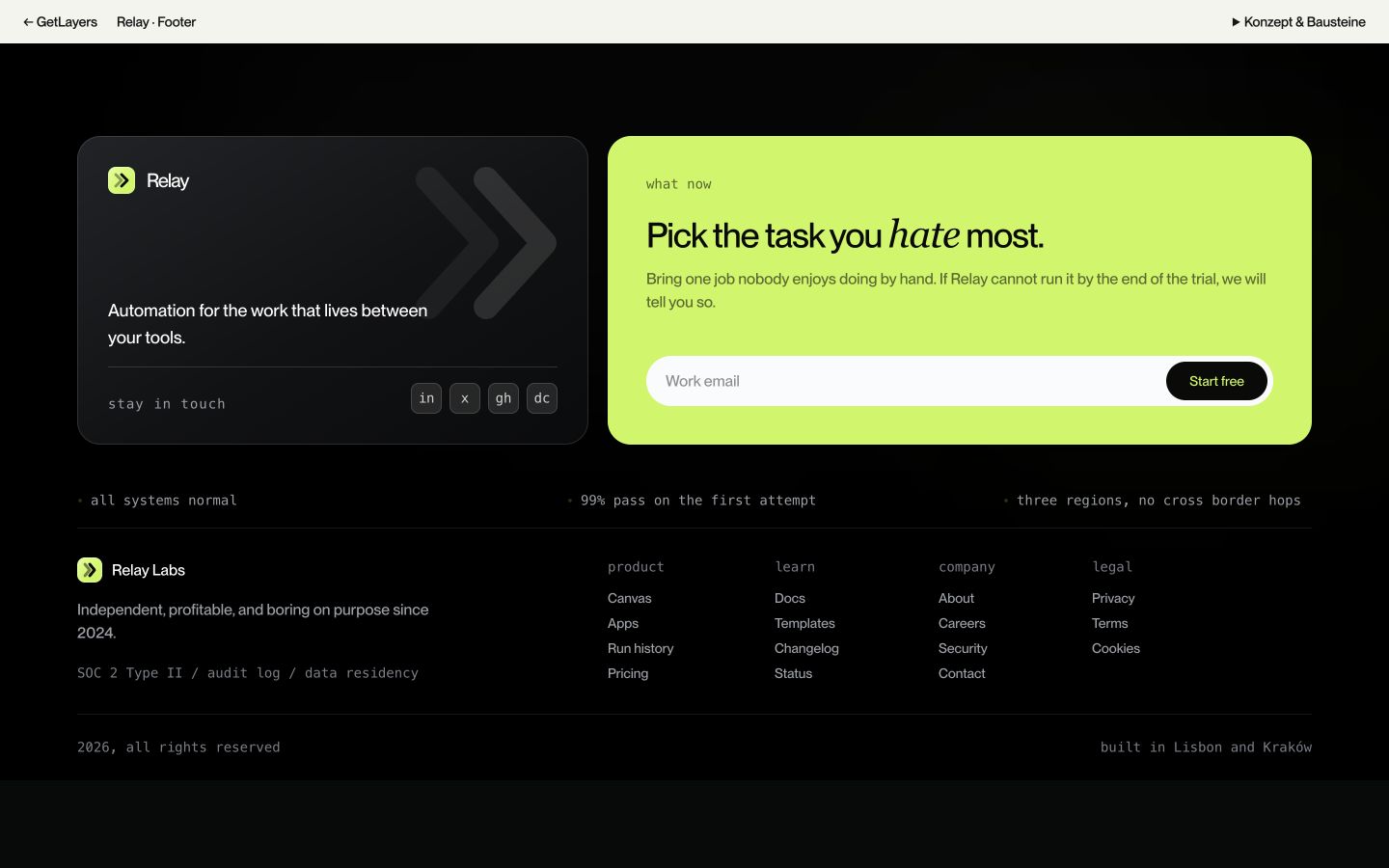 Vorschau: Relay · Footer